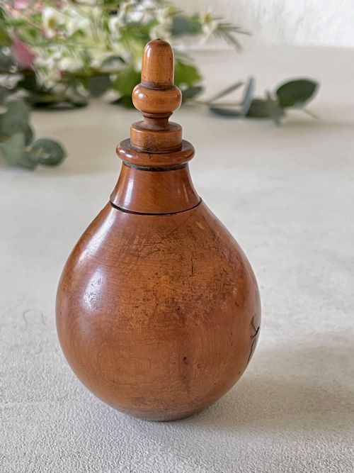 ANTIQUE TREEN SPICE FLASK - ADDITIONAL PHOTO 2