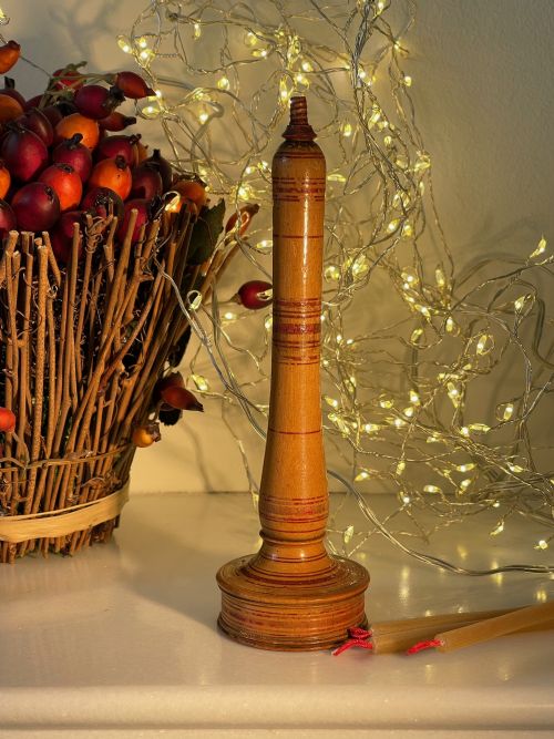 a rare antique tunbridge ware candle stick lighthouse - CATEGORY: ANTIQUE LIGHTING - DATED GEORGIAN