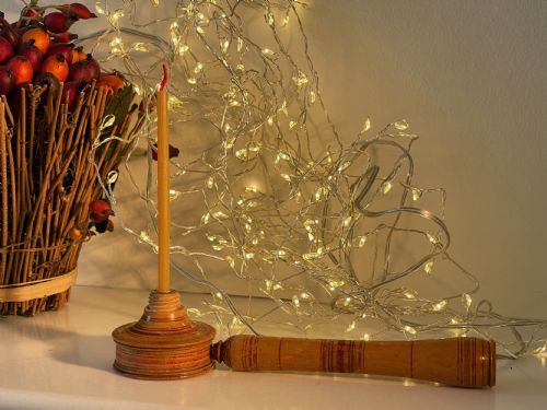A RARE ANTIQUE TUNBRIDGE WARE CANDLE STICK LIGHTHOUSE - ADDITIONAL PHOTO 2