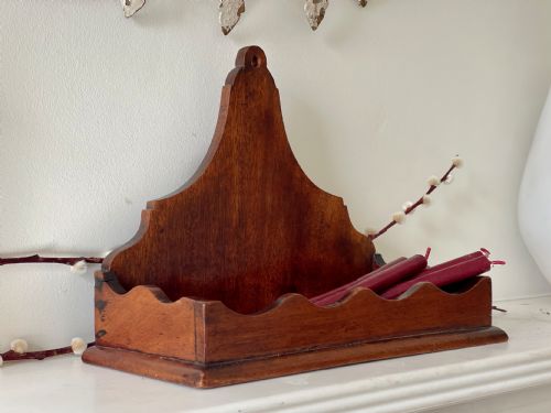 ANTIQUE MAHOGANY CANDLE OR WALL POCKET GREAT FOR KEYS CANDLES ETC - ADDITIONAL PHOTO 2