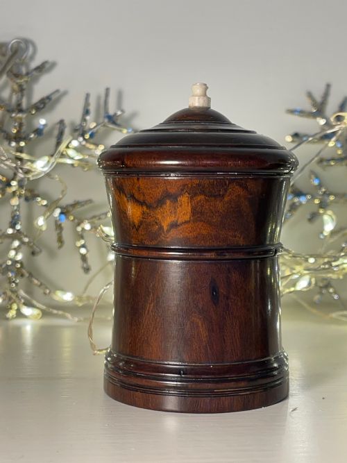 A GOOD SIZED ANTIQUE TREEN MATCH HOLDER LIGNUM VITAE - ADDITIONAL PHOTO 3