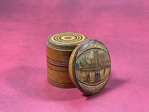 A RARE SET OF SOUVENIR WHITEWOOD TUNBRIDGE WARE STACKING POTS - ADDITIONAL PHOTO 2