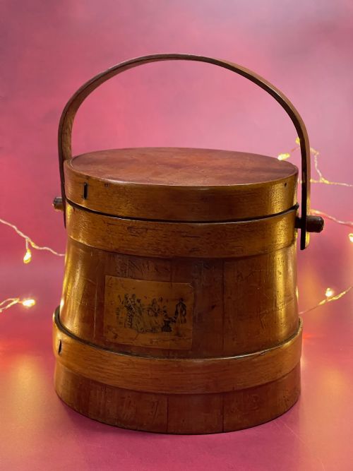 AN ANTIQUE TREEN FLOUR BARREL GOOD SMALL SIZE - ADDITIONAL PHOTO 2