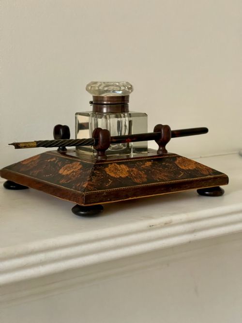ANTIQUE TUNBRIDGE WARE INK AND PEN STAND - ADDITIONAL PHOTO 3