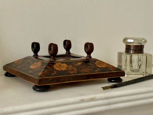ANTIQUE TUNBRIDGE WARE INK AND PEN STAND - ADDITIONAL PHOTO 4