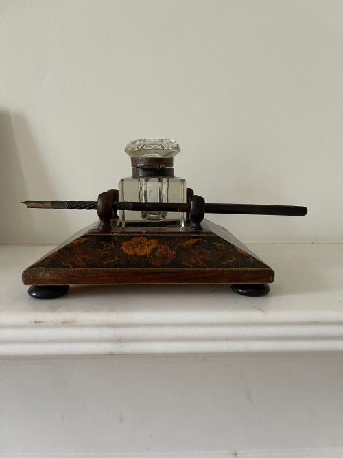ANTIQUE TUNBRIDGE WARE INK AND PEN STAND - ADDITIONAL PHOTO 5