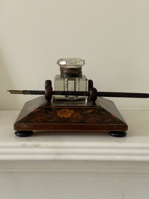 ANTIQUE TUNBRIDGE WARE INK AND PEN STAND - ADDITIONAL PHOTO 7