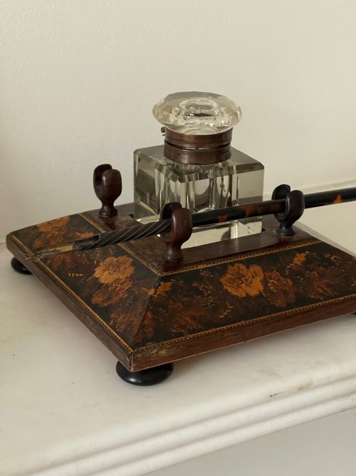 ANTIQUE TUNBRIDGE WARE INK AND PEN STAND - ADDITIONAL PHOTO 8
