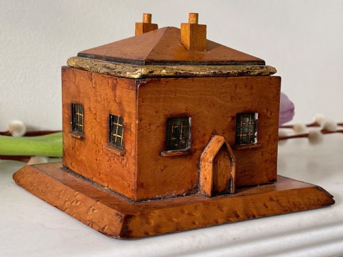 an antique birds eye maple house box - CATEGORY: ANTIQUE BOXES - DATED 19TH CENTURY