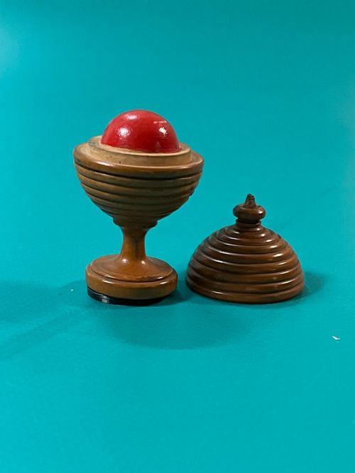 ANTIQUE TREEN BOXWOOD MAGIC TRICK DISAPPEARING BALL - ADDITIONAL PHOTO 1
