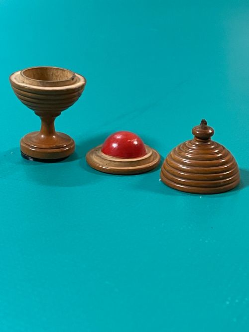 ANTIQUE TREEN BOXWOOD MAGIC TRICK DISAPPEARING BALL - ADDITIONAL PHOTO 3