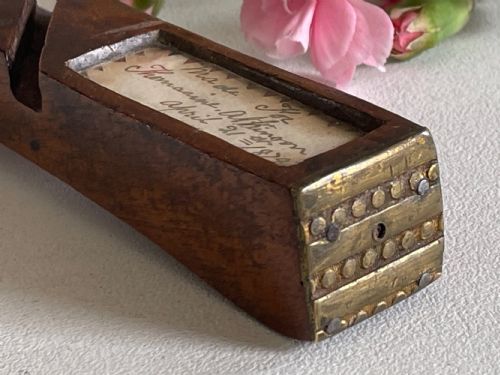 ANTIQUE TREEN KNITTING SHEATH LOVE TOKEN HEART DIAMOND INLAY DATED - ADDITIONAL PHOTO 4