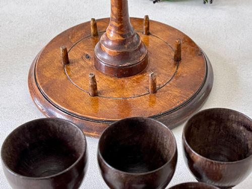 ANTIQUE TREEN EGG CUP STAND SIX EGG CUPS - ADDITIONAL PHOTO 6