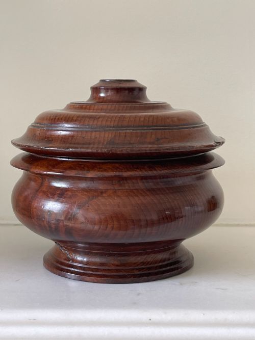 ANTIQUE YEW WOOD SPICE POT - ADDITIONAL PHOTO 2