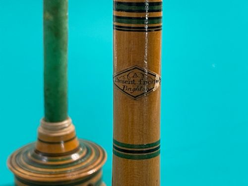 A RARE TUNBRIDGE WARE TRAVELLING CANDLESTICK - ADDITIONAL PHOTO 3