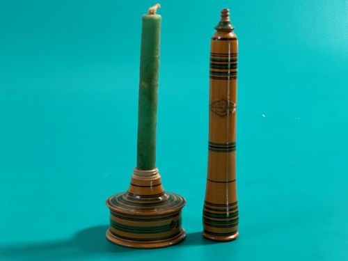 A RARE TUNBRIDGE WARE TRAVELLING CANDLESTICK - ADDITIONAL PHOTO 6
