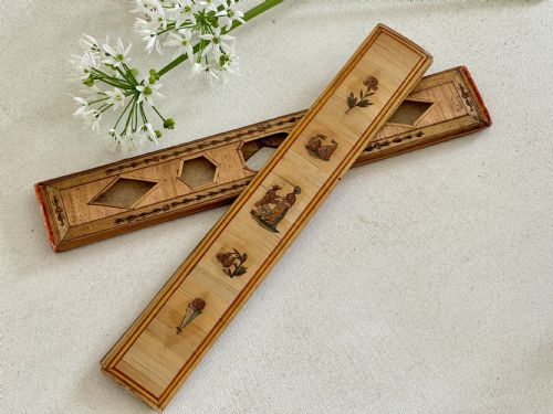 ANTIQUE STRAW WORK SILK SKEIN HOLDER - ADDITIONAL PHOTO 1