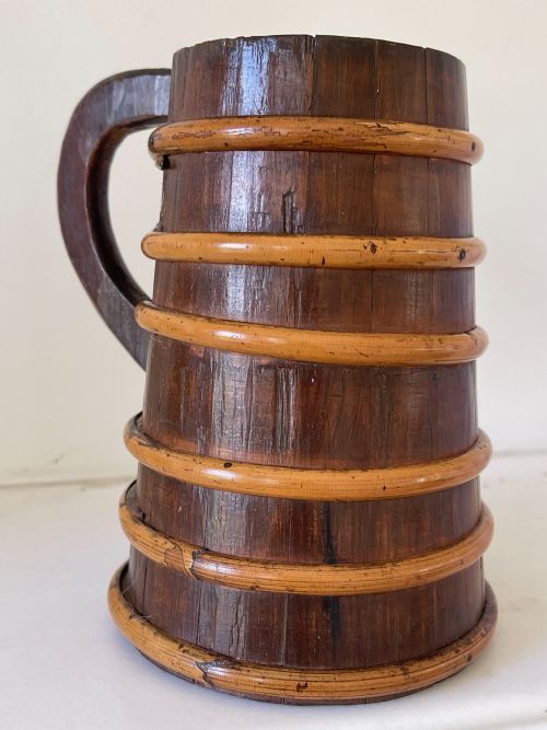 AN ANTIQUE STAVED SCOTTISH ALE TANKARD - ADDITIONAL PHOTO 3