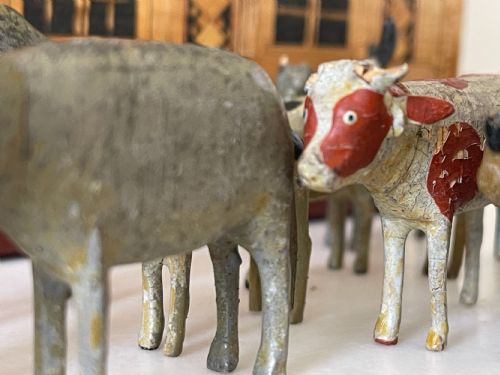 ANTIQUE STRAW WORK NOAHS ARK WITH ANIMALS BIRDS AND FIGURES - ADDITIONAL PHOTO 3