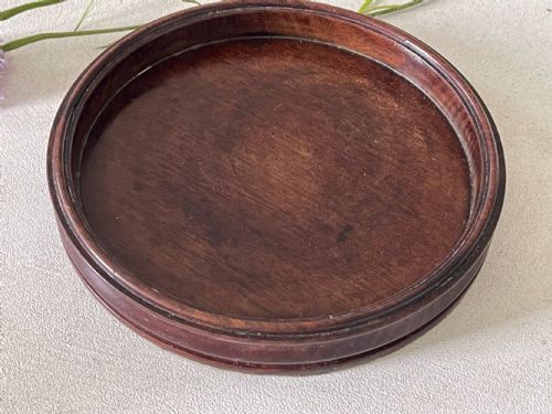 ANTIQUE TREEN MAHOGANY WINE COASTER - ADDITIONAL PHOTO 1