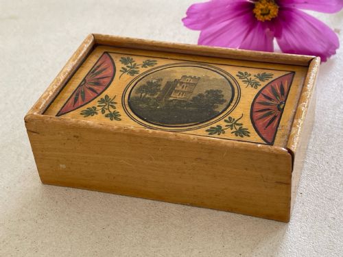 A SMALL ANTIQUE TUNBRIDGE WARE WRITING BOX WITH ORIGINAL INK BOTTLES - ADDITIONAL PHOTO 2