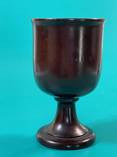 AN ANTIQUE TREEN GOBLET UNUSUAL IN PLUM WOOD - ADDITIONAL PHOTO 1