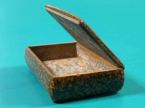 ANTIQUE SCOTTISH PENWORK SNUFF BOX HUNTSMEN HOUND FOX - ADDITIONAL PHOTO 2
