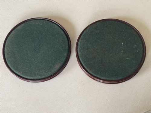 A PAIR OF ANTIQUE MAHOGANY WINE COASTERS - ADDITIONAL PHOTO 2