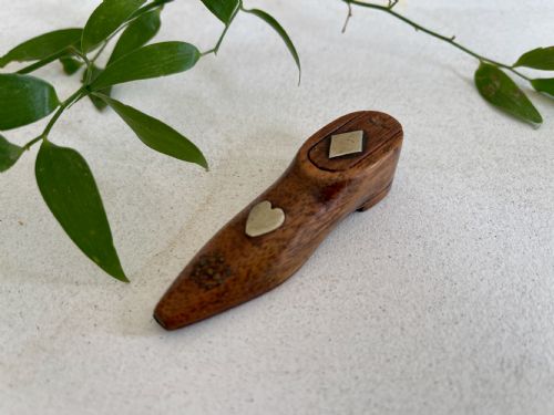 an antique small snuff shoe love token heart diamond - CATEGORY: ANTIQUE MISCELLANEOUS - DATED 19TH CENTURY