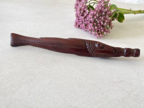 a novelty antique treen fish shaped knitting sheath - CATEGORY: ANTIQUE MISCELLANEOUS - DATED 19TH CENTURY
