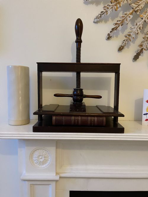 AN ANTIQUE MAHOGANY BOOK PRESS - ADDITIONAL PHOTO 1
