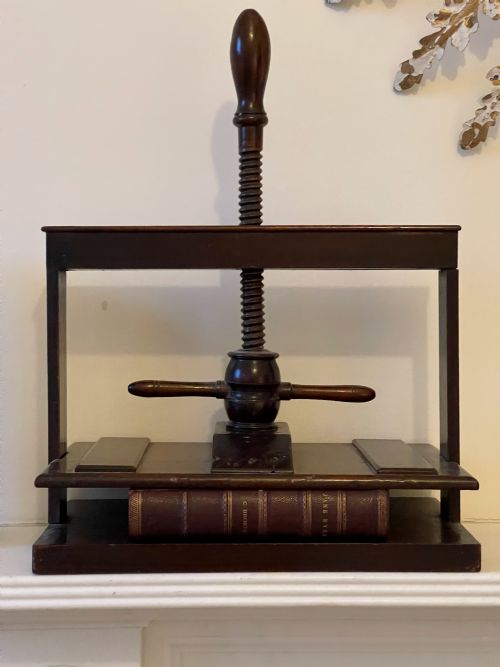 AN ANTIQUE MAHOGANY BOOK PRESS - ADDITIONAL PHOTO 9