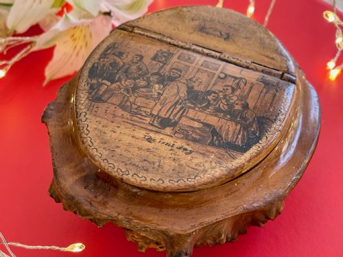 ANTIQUE SCOTTISH BURR WOOD SNUFF BOX - ADDITIONAL PHOTO 5