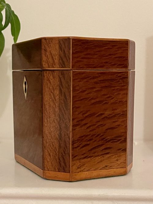 ANTIQUE GEORGIAN TEA CADDY PARTRIDGE WOOD - ADDITIONAL PHOTO 1