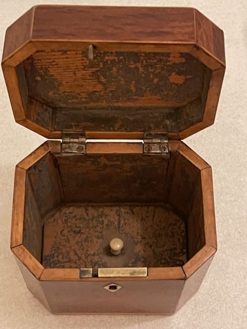 ANTIQUE GEORGIAN TEA CADDY PARTRIDGE WOOD - ADDITIONAL PHOTO 3