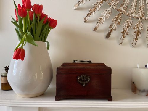 ANTIQUE MAHOGANY TEA CHEST WITH SECRET DRAWER - ADDITIONAL PHOTO 3