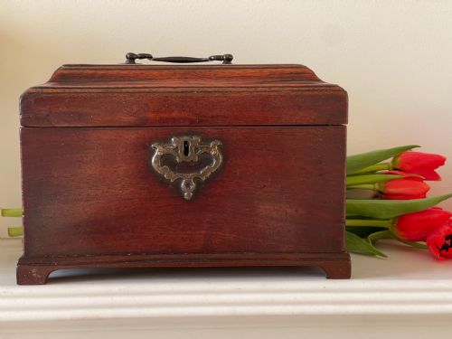 ANTIQUE MAHOGANY TEA CHEST WITH SECRET DRAWER - ADDITIONAL PHOTO 7