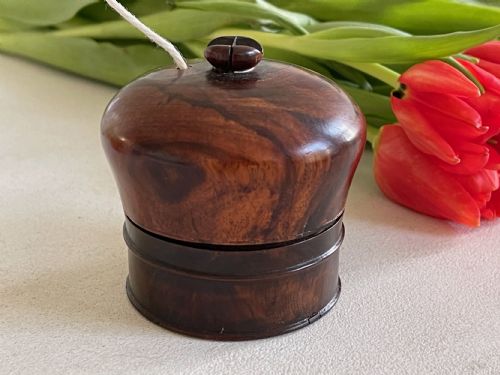 an unusual shaped antique treen stringtwine box - CATEGORY: ANTIQUE BOXES - DATED 19TH CENTURY