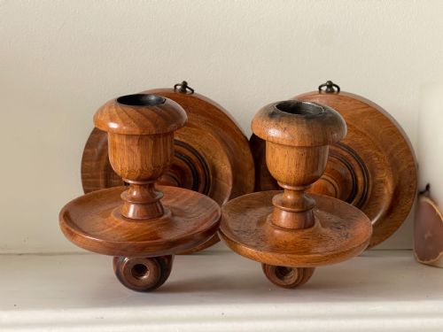 ANTIQUE FRUITWOOD TRAVELLINGCAMPAIGN CANDLESTICKS - ADDITIONAL PHOTO 3