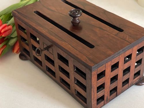 ANTIQUE ROSEWOOD LETTERSTATIONERY BOX TREEN - ADDITIONAL PHOTO 1