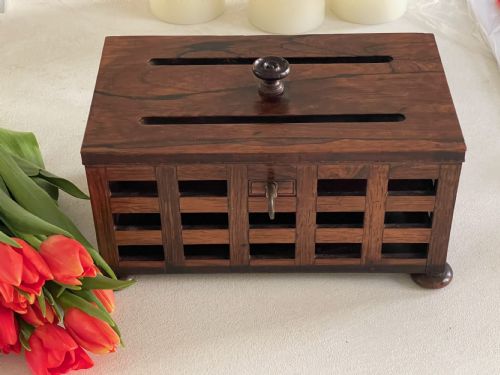 ANTIQUE ROSEWOOD LETTERSTATIONERY BOX TREEN - ADDITIONAL PHOTO 3