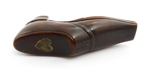 AN UNUSUAL PUZZLE SNUFF SHOE BASE OPENING HEART INLAY - ADDITIONAL PHOTO 3