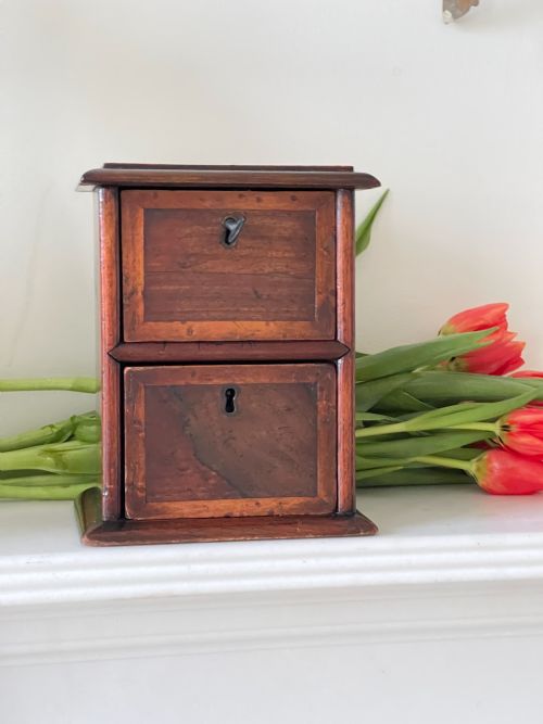 a small antique two drawer chest of drawers - CATEGORY: ANTIQUE BOXES - DATED 19TH CENTURY