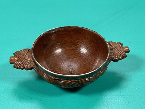 ANTIQUE TREEN SCOTTISH QUAICH BASKET WEAVE PATTERN - ADDITIONAL PHOTO 2