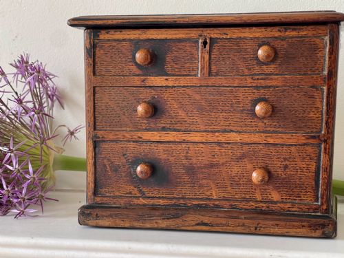 an antique oak box in the form of a mini chest of drawers - CATEGORY: ANTIQUE BOXES - DATED 19TH CENTURY