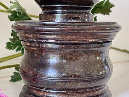 ANTIQUE TREEN LIGNUM VITAE COFFEE GRINDER FROM THE LEVI COLLECTION - ADDITIONAL PHOTO 3