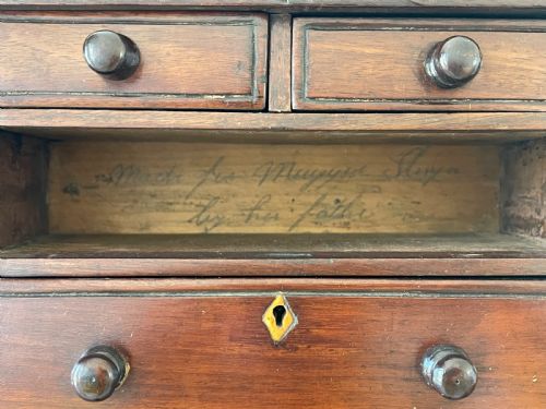 ANTIQUE MINI CHEST OF DRAWERS INSCRIPTION ON THE INSIDE OF THE CHEST - ADDITIONAL PHOTO 2