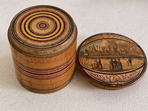 A RARE SET OF ANTIQUE TUNBRIDGE WARE STACKING POT SEVEN POTS - ADDITIONAL PHOTO 1
