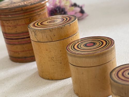 A RARE SET OF ANTIQUE TUNBRIDGE WARE STACKING POT SEVEN POTS - ADDITIONAL PHOTO 2