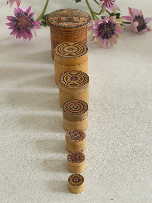 A RARE SET OF ANTIQUE TUNBRIDGE WARE STACKING POT SEVEN POTS - ADDITIONAL PHOTO 6